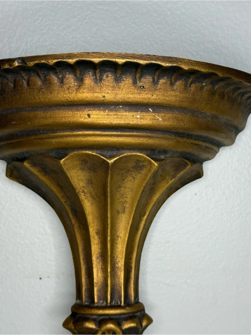 Ornate Gold Wall Pocket Planter, Hollywood Regency Vtg Hoda Ribbed Metal MCM 60s